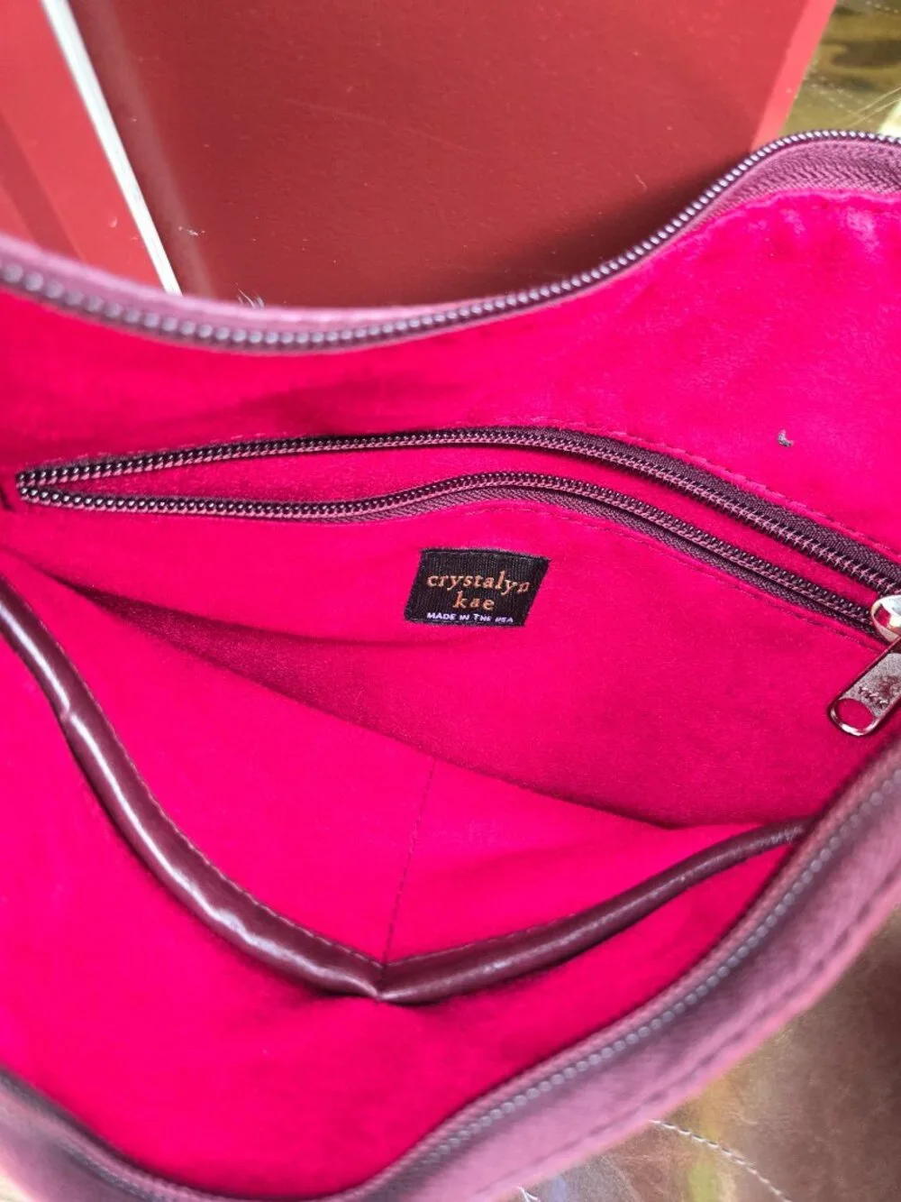 Charleston Large Topstitch Hobo Bag - Coated Canvas (in the rich color wine)